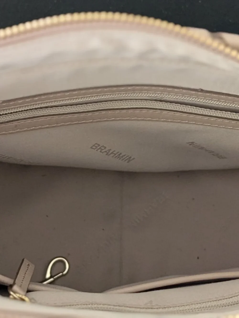 Brahmin Raelynn Natural Crawford Satchel Only + Dust Bag